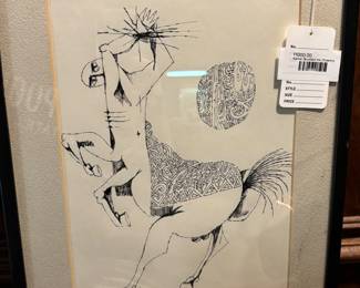 Kamal Boullata Ink Drawing