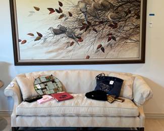 Joe Garcia Dove Signed Painting, Hanging Stained Glass, Gucci Hat, Prints of Miro, Coach Purse