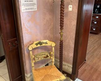 Wooden Chair, Antique Twist Coat Rack