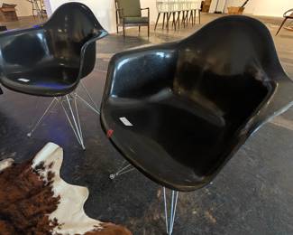 Pair of black shell chairs