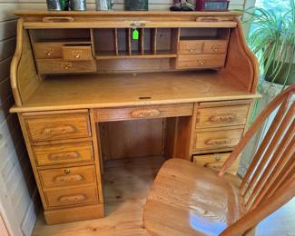 Oak roll top desk