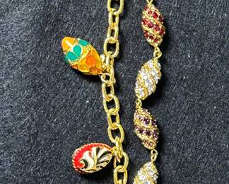 Joan Rivers Enamel Faberge egg charm bracelet 