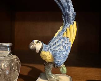 Porcelain Parrot figure, handcrafted, hand painted - Nymphenburg porcelain