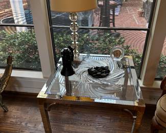 Milo Baughman MCM Brass & Chrome Accent Table 