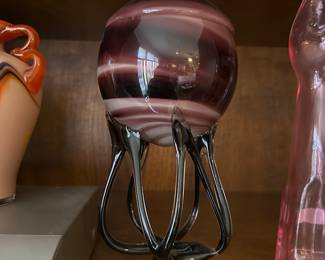 Postmodern Jozefina Krosno Octopus Purple Pedestal Bowl 12”