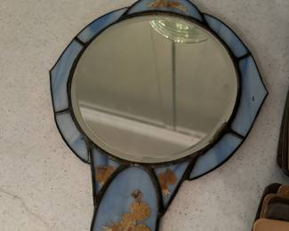 Stained Slag Glass Mirror with Dried &#128144; 