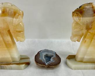 Natural Stone Bookends & Agate Geode