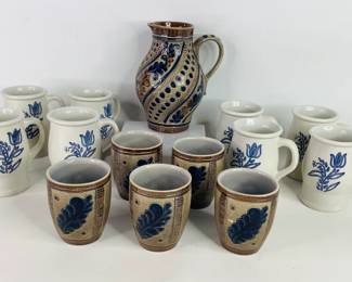 Marzi and Remy Pitcher and Mugs with Pfaltzgraff Yorktowne Mugs