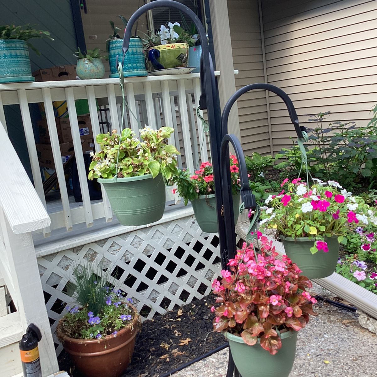 Planter hooks and Flowers included