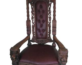 Medieval style hand carved lionhead chair