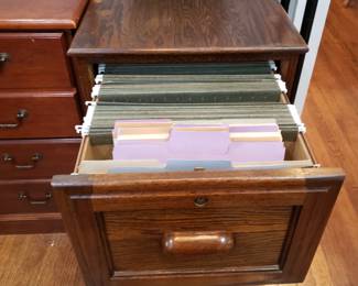 WOODEN FILING CABINET WITH HANGING FILES