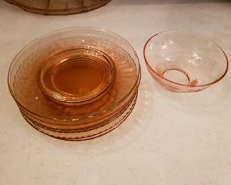 PINK DEPRESSION GLASS, PLATES