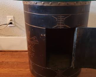 ASIAN BARREL TABLE OPEN DOOR FOR STORAGE
