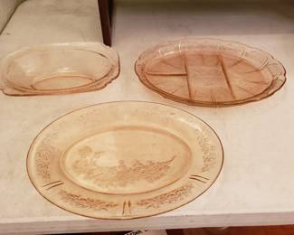 PINK DEPRESSION GLASS, PLATTERS