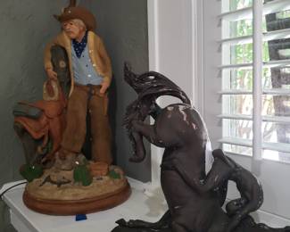 HORSE STATUE AND COWBOY LAMP