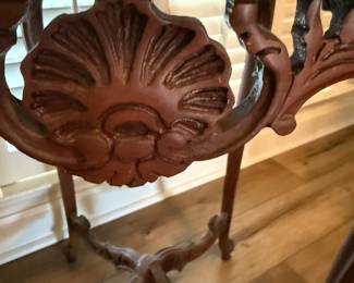 Antique Rococo style Carved Wood and Marble Side Table