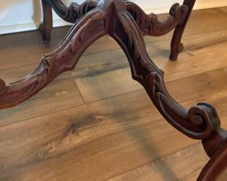 Antique Rococo style Carved Wood and Marble Side Table