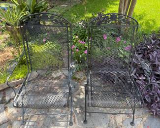 Vintage Russell Woodard Peony Flower Wrought Iron Chairs