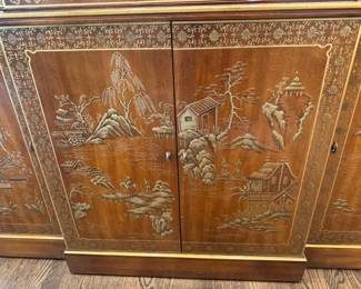 Vintage Chinoiserie lighted cabinet