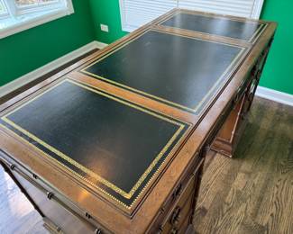 Sligh faux bamboo leather top desk