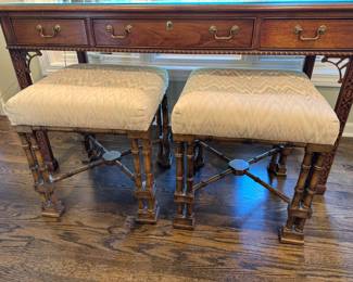 Pr. faux bamboo stools