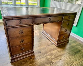 Sligh faux bamboo leather top desk