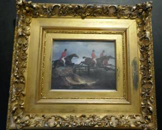 Antique Frame Hunt Scene