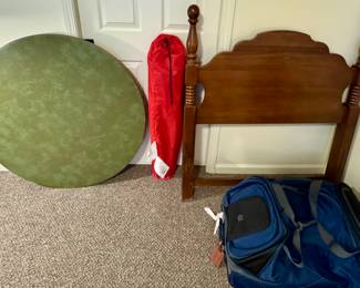Card Table • Camp Chair • Wooden  Headboard