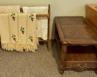 Wooden Blanket Rack • Vintage End Table