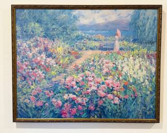 Lady in the garden painting