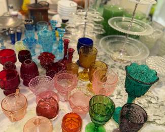Assorted colored vintage glass