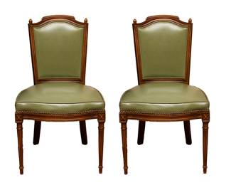 French Style Green Leather Chair