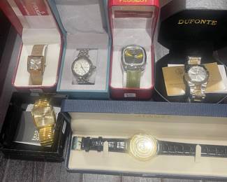 Assortment of watches by Peugeot, Stauer, Ecclissi, Bulova.