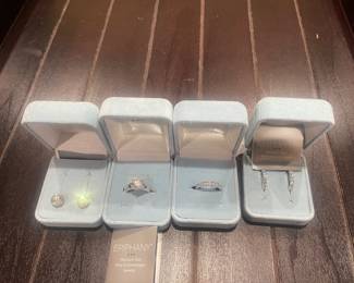 Epiphany Platinum Clad Diamonique (simulated diamonds) earrings and rings. Original box, never worn.