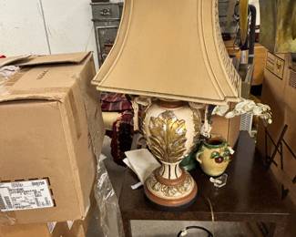 Beautiful gold black and cream lamp with custom shafe