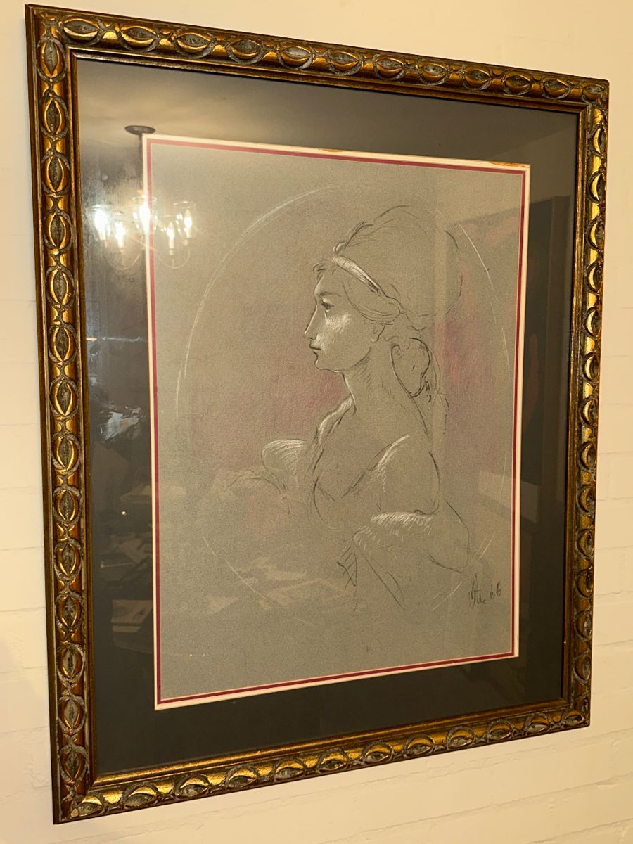 1966 original drawing by Otis Huband. Former art instructor at the MFAH, Rice University, and University of Houston.