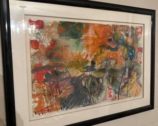 Original water color by Dick Wray, who exhibited at the Museum of Modern Art, MFAH, the National Gallery of Art DC