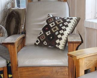 Oak Mission Chair and Pillow