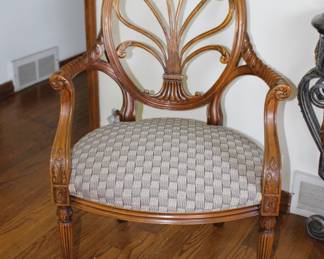 Finely Carved Beautiful Upholstered Accent Chair