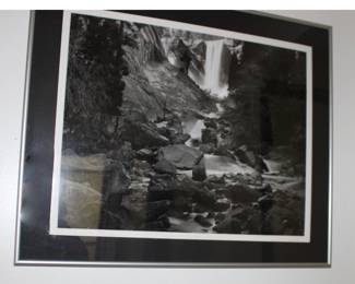 Vermont Falls, Waterfall on Mountain Side Blk White Photo