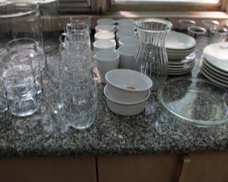 Glasseware, Cups, Bowl, Pie Plate