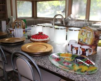Kitchen Charers, Canisters, Cups Set, Platter