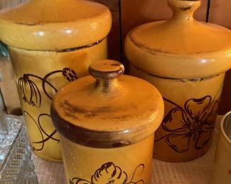 vintage mustard yellow canisters 