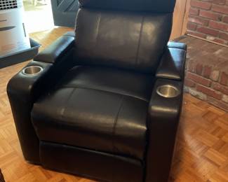 Black “leather” theater style recliner-33x41
