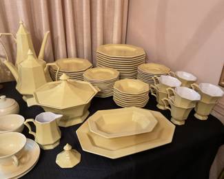 Pastel yellow dinner-ware octagon shaped