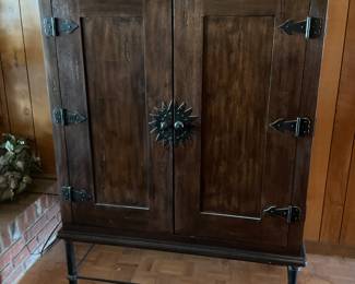 Wood and metal Pier One cabinet-39x25x55