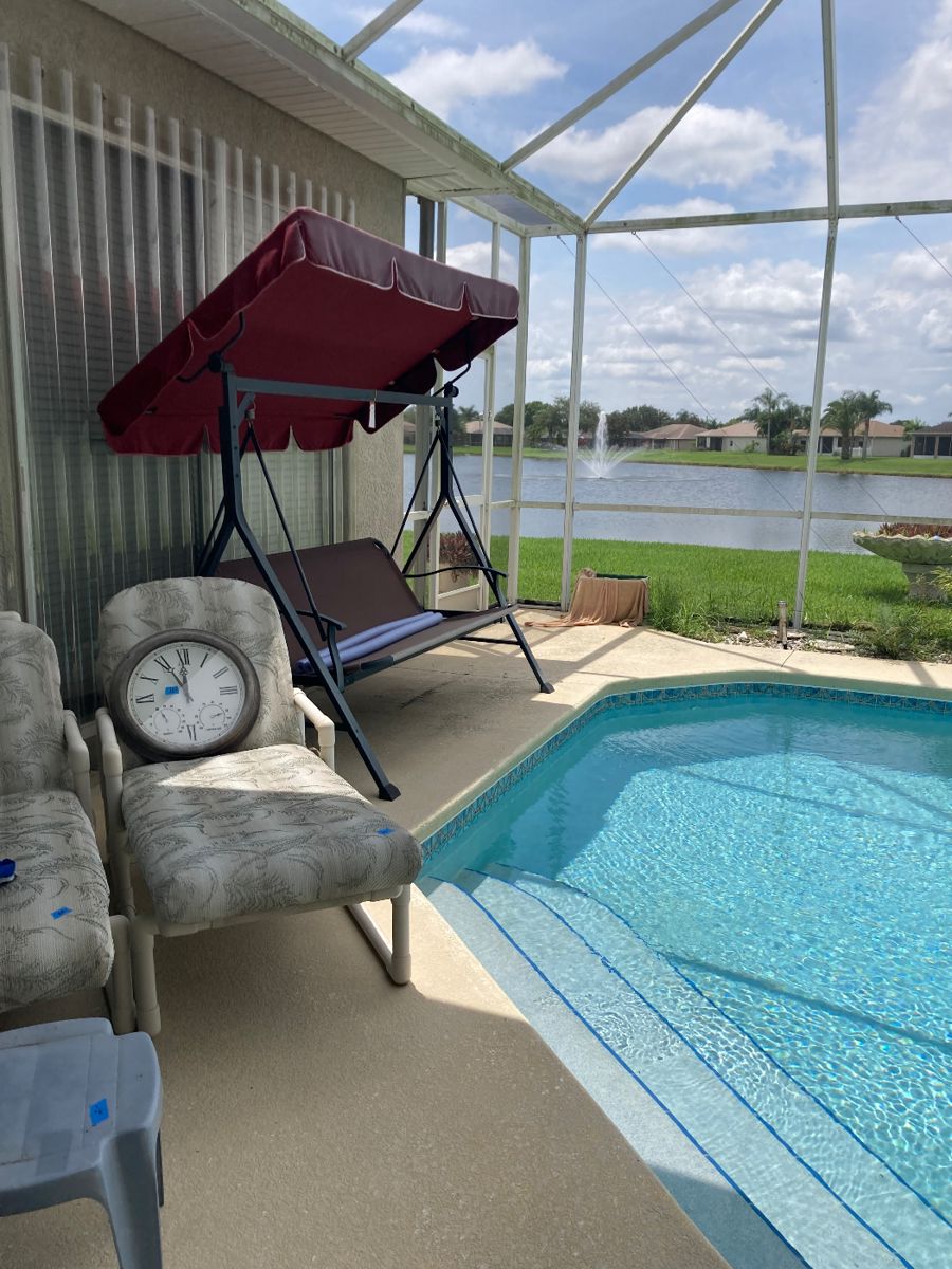 ONLY FOUR patio loungers are for sale. Not the swing. But it’s so hot thought you’d enjoy pic of pool.