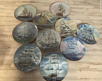 Lot of 10 Vintage Limited Edition Danbury Mint “ Great American Sailing Ships” Collection 8” Diameter