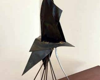 Signed “Quasi Quatro” W. Ueberroth Slate & Steel Sculpture