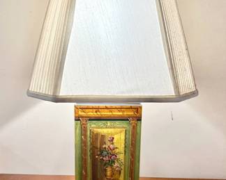 29” Vintage Neoclassical Hand Painted Table Lamp